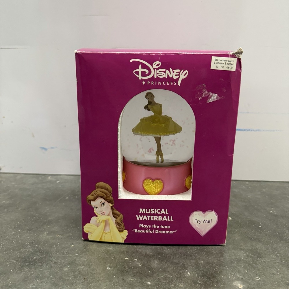 Disney's Belle Ballerina Snow Globe By ENESCO W/ Music "Beautiful Dreamer" EUC